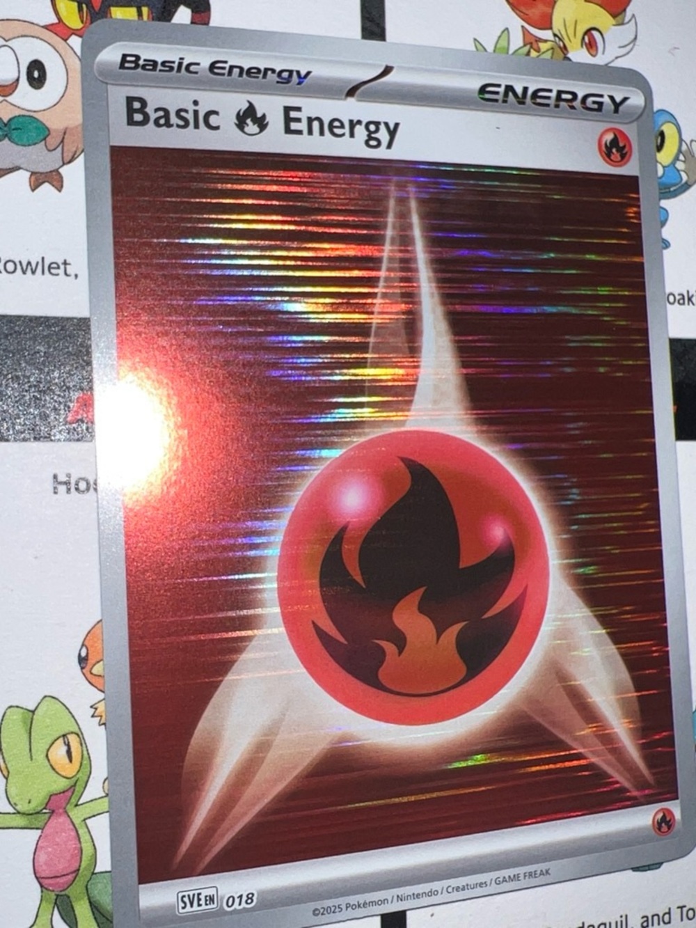 Pokemon Holo Fire Basic Energy - Red Black Silver Accents